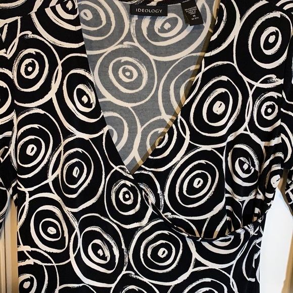 Ideology Black and White Swirl Faux Wrap Dress - Picture 3 of 6